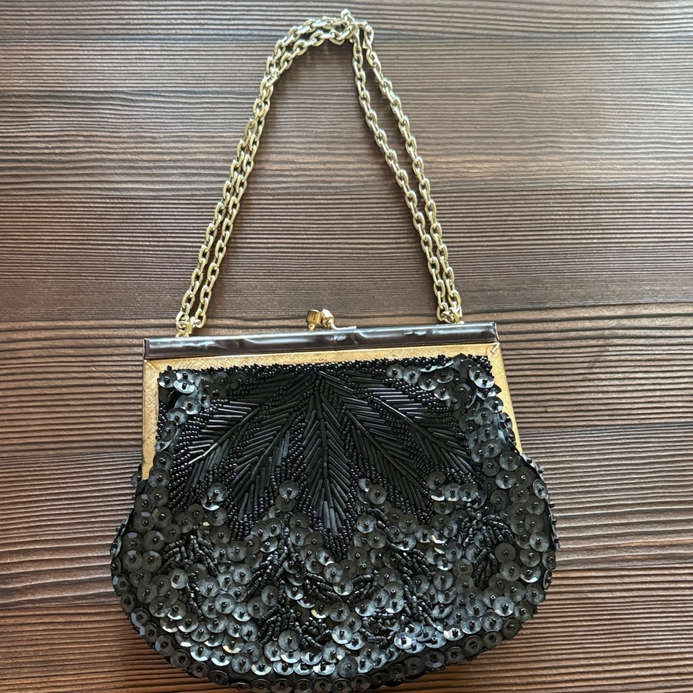 Elegant Black Beaded Evening Bag